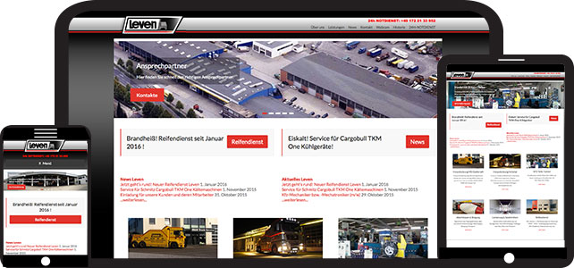 Webseite der Firma Leven Nutzfahrzeuge GmbH & Co. KG